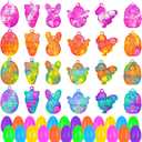24 Pack Prefilled Easter Eggs with Mini Pop Keychain Fidget Toys Easter Eggs Filled for Kids Boys Girls Easter Basket Stuffers Party Favors Fillers Hunt