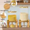 Rice Dispenser, Rice Storage ContainerFlour and Cereal Container with Airtight Lid and Wooden Stand, Glass Food Storge Container for Kitchen Organization and Pantry Store (5L)