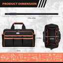 JJRING Heavy Duty 17inch Tool Bag with 48-Pockets, 1680D Oxford Organizer Storage Bag With Adjustable Shoulder Strap And Padded Handle For Electrician Plumbing Mechanics DIY And Craftsmen (RED)