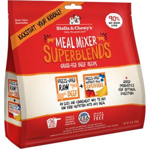 Stella & Chewy's Freeze Dried Raw Grass-Fed Beef Meal Mixers SuperBlends Dog Food Topper Grain Free, Protein Rich Recipe 16 oz Bag (EXP 02/11/27)