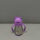 Munchkin Cool Cat Sippy Cup with Straw for Toddlers, Stainless Steel Straw Cup, 8 Ounce, Purple