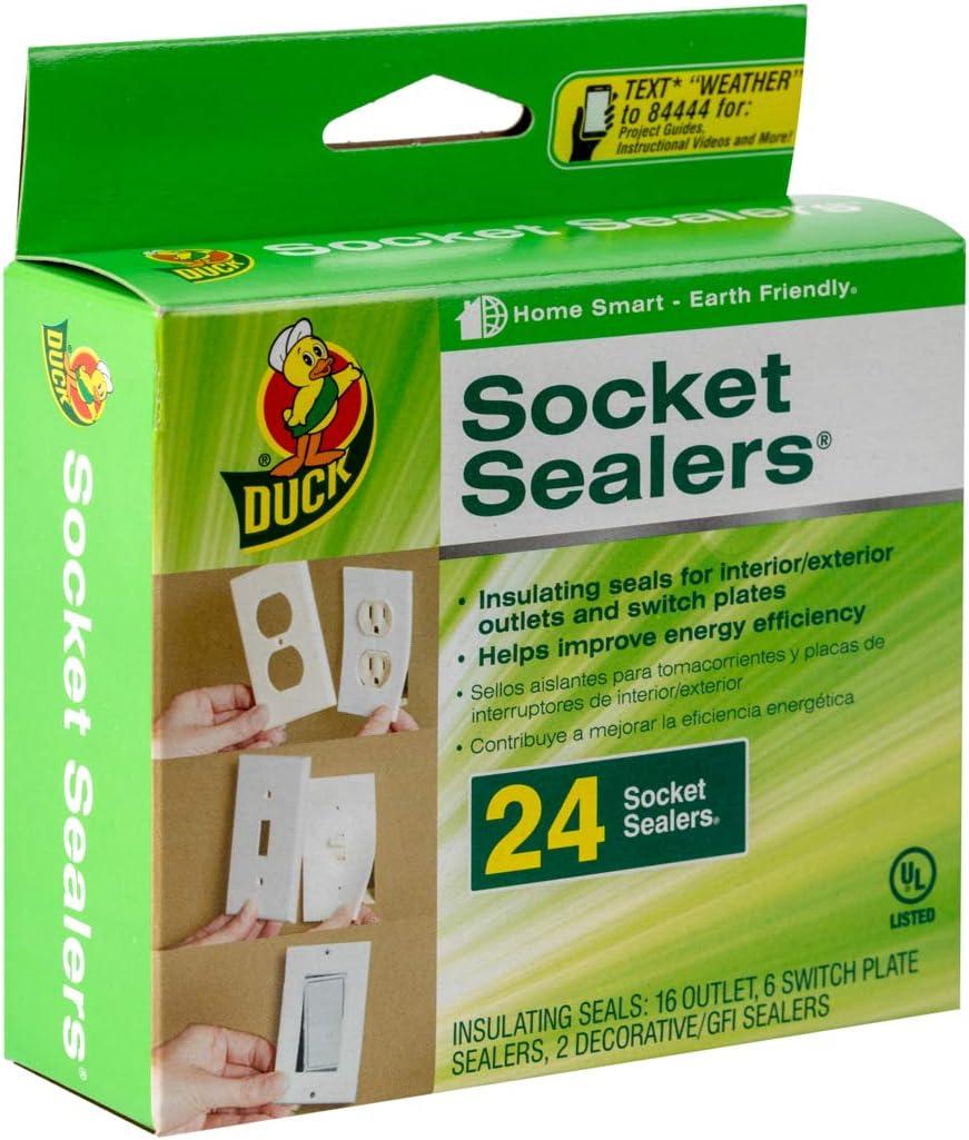 Duck Brand Socket Sealers Variety Pack, 16 Outlet Sealers and 6 Switch Plates, 2 Decorative Covers, White, 283333