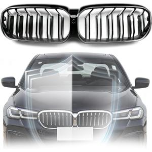 G30 Front Kidney Grille - Double Slats, Glossy Black, Compatible with 2021-2023 BMW 5 Series (520i, 530e, 530i, 540i, M550i xDrive), Premium ABS Construction