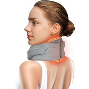 BETOVIN Heated Neck Brace Cervical Collar - Neck Support Brace with Heating Pad, Soft Foam Wraps Keep Vertebrae Stable and Aligned for Relief of Cervical Spine Pressure for Women & Men (M Size) Grey (Heated Style Medium (12.6-15.8 Inch))