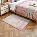 Pink Washable Small Area Rug, 2x3 Abstract Non-Slip Door Mat, Modern Low Pile Indoor Entryway Rugs, Stain Resistant Throw Carpet for Front Door, Kitchen, Entry, Inside Entrance