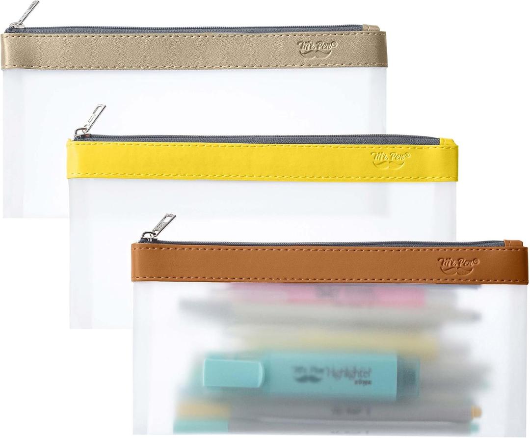 Mr. Pen- Clear Pencil Pouch, 3 Pack, Clear Pencil Case, Pencil Bags (Autumn)