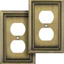 Henne Bery Sunken Pearls Heavy Duty Decorative Wall Plate Switch Plate Outlet Cover (Single Duplex, 2 Pack, Antique Brass)