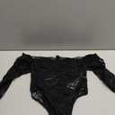 SweatyRocks Women's Sheer Lace Long Sleeve Underwire Bodysuit Corset Tops Skinny Leotard (Black, Small)