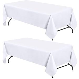 White Table Cloths Rectangle 60 x 84 - Tablecloths for 4 Foot Tables, Stain and Wrinkle Resistant Washable Fabric 