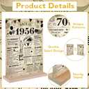 Yoyuspy 70th Birthday Decorations for Women Men, Vintage Double-Sided Printing Back in 1956 Acrylic Poster Sign with Stand Gifts, Cheer to 70 Years Party over the Hill Table Decor Supplies