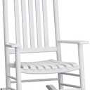 Wooden Outdoor Rocking Chair, Weatherproof Oversized Rocking Chair, Heavy Duty Comfort with 450 lbs Weight Capacity, Solid Relaxing Rocker with High Back for Patio, Porch, Living Room (white)
