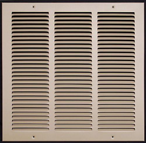 HVAC Premium 16'' x 16'' [Duct Opening] Flat Stamped Steel Return Air Grille - Sidewall and Ceiling - HVAC Vent Duct Cover - Brown [Outer Dimensions: 17.75''w X 17.75''h]