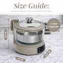 COOK WITH COLOR 3L Glass Mini Low Carb Rice Cooker Holds 2 Cups Raw/Makes 6 Cups Cooked with Auto Lift Filter Basket, Hotpot & Steamer for Rice, Grains, Digital Panel with Keep Warm, Greige