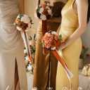 Ling's moment Artificial Flowers Fake Silk Dahlia Faux Foam Roses Combo for DIY Wedding Bouquets Centerpieces Arrangements Bridal Shower Party Home Decorations, Amber & Terracotta, 23pcs
