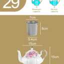 Sweejar Ceramic Teapot with Infuser, Floral Relief Gold Rimmed Teapot, 29 OZ Porcelain Tea Pot for Blooming and Loose Tea, Coffee (Flower Style) 
