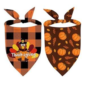 Amazon.com : Thanksgiving Dog Bandana, Pumpkin Turkey Dog Thanksgiving Scarf Buffalo Plaid Printing Adjustable Bandana for Small Medium Large Dogs : Pet Supplies