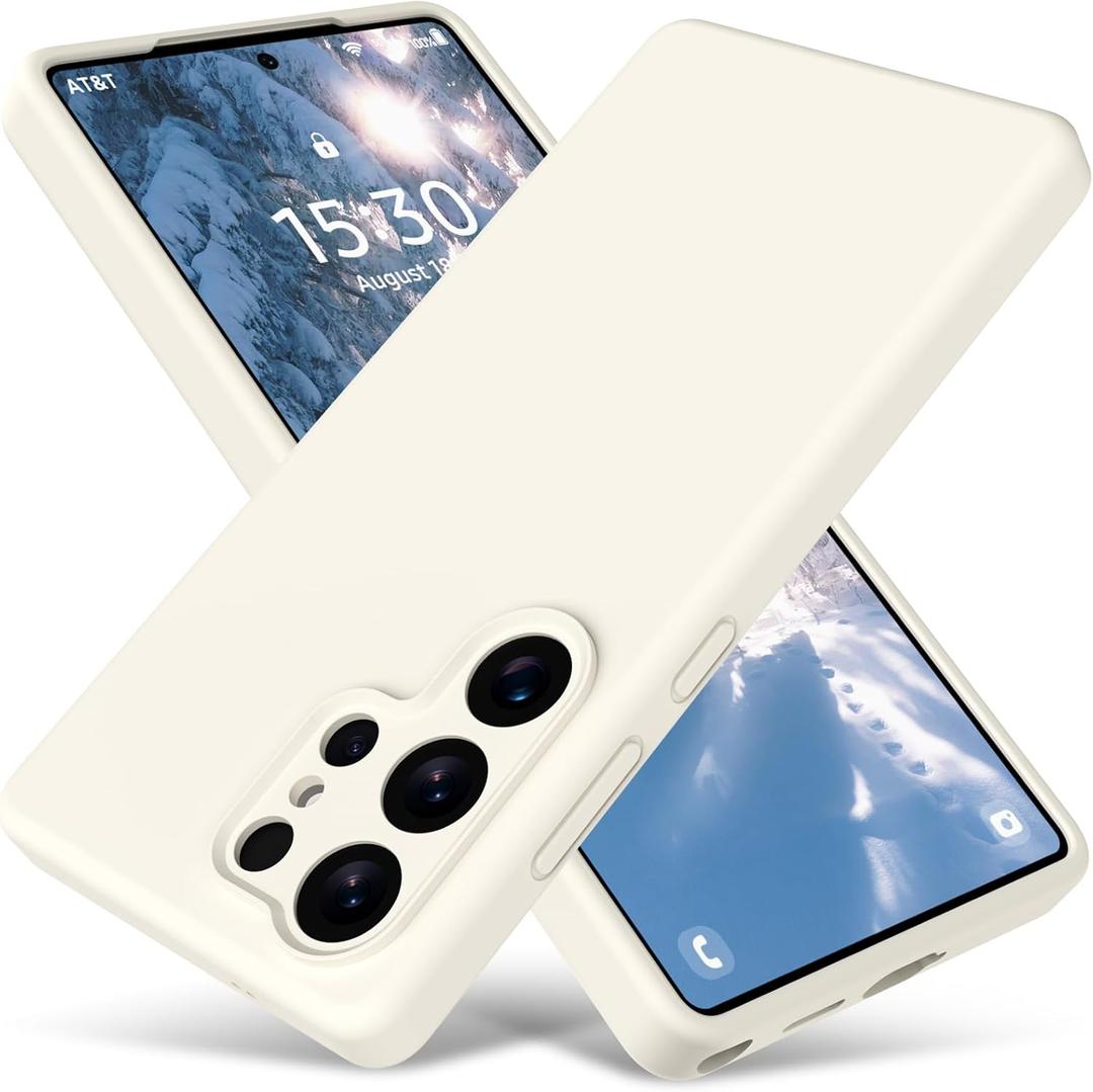 Varikke Compatible with Samsung Galaxy S25 Ultra Case, Liquid Silicone Upgrade [Camera Protection] [Anti-Scratch Microfiber Lining] Slim Soft Touch Gel Rubber Shockproof Phone Case 6.9", Cream White