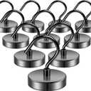 Grtard 10 Pack 110LBS Strong Magnetic Hooks Heavy Duty, Magnets with Hooks, Neodymium Magnet Hooks for Hanging, Black Large Magnetic Hooks for Cruise, Curtain, Home, Kitchen, Workplace