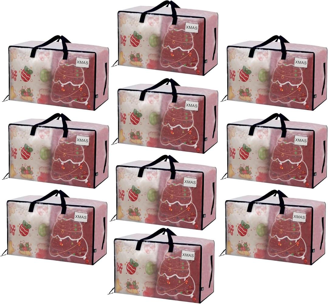 VENO 10 Pack Moving Bags and Large Christmas Decoration Storage Bins with lids. Alternative to Moving Boxes, Packing Supplies for College. Heavy Duty Totes (Clear, 10 Pack)