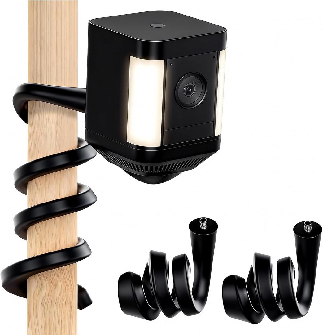 2Pack Flexible Twist Mount for Ring Stick Up Cam Battery/Plug-in 3rd Gen/Ring Outdoor Cam Plus & Spotlight Pro/Plus (Battery), Easy Installation Mounting Bracket Without Drilling (Black)