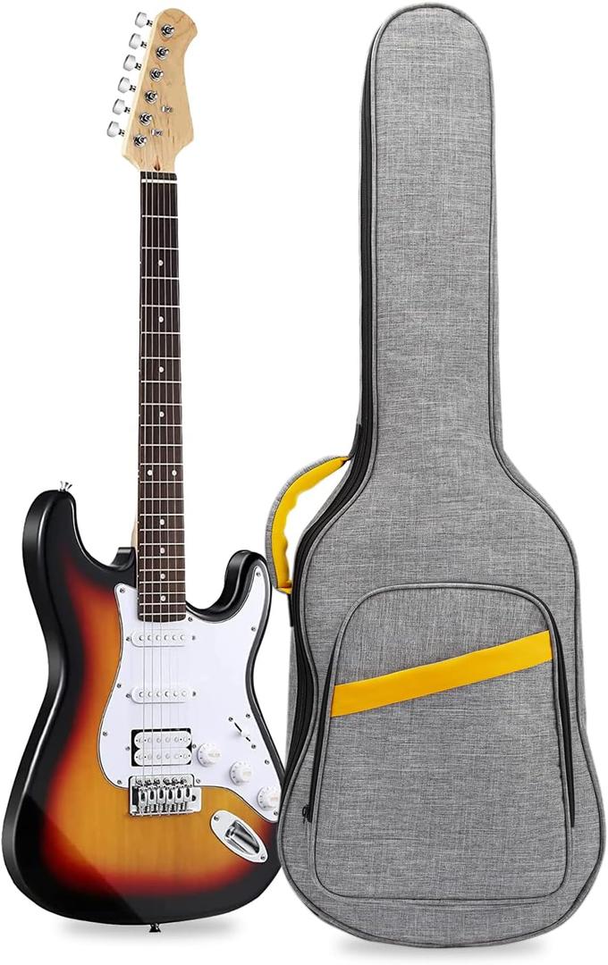 LETSROCK 38 40 41 Inch Electric Guitar Bag, Electric Guitar Case Gig Bag with 0.4 Inch Waterproof Thick Padding Premium Dual Adjustable Shoulder Strap Pocket & Neck Strap Gray