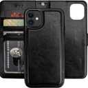 Bocasal for iPhone 11 Wallet Case with Card Holder PU Leather Magnetic Detachable Kickstand Shockproof Wrist Strap Removable Flip Cover for iPhone 11 6.1 inch (Black)