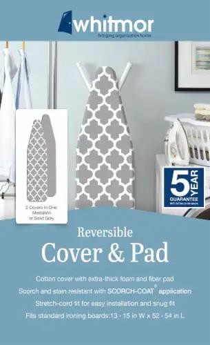 Whitmor Deluxe Ironing Board Cover and Pad (Ironing board not included) - Medallion Grey (Medallian Gray)