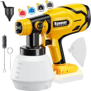 Cordless Paint Sprayer for Dewalt 20V MAX Battery, HVLP Spray Paint Gun with Brushless Motor and 4 Copper Nozzle 200W Paint Sprayer for Home Interior Exterior Paint(Battery Not Included)