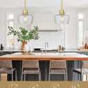Emak 8 Inch Gold Pendant Light Fixtures, Modern Pendant Lights Kitchen Island with Seeded Glass Shade, 1 Light Hanging Light for Kitchen Island, Dining Room, Bathroom, Bedroom, PL122-GD
