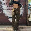 Y2K Leopard Jeans for Women - Baggy Unisex Cheetah Print Straight Leg Denim with Pockets, Casual Streetwear