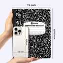 Rosmonde 12 Pack Composition Notebook Wide Ruled Bulk, 200 Pages (100 Sheets), 9-3/4 x 7-1/2", Hard Cover Wide Ruled Notebook Bulk, Black Marble Composition Notebooks, Bulk School Notebooks