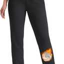 MAGCOMSEN Warm Pants for Women Sherpa Lined Sweatpants Loose Waterproof Thick Flannel Fleece Pants Straight Leg Black, S