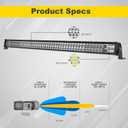 5D 52inch 300W LED Light Bar + 4 inch White/Amber Yellow LED Pods Strobe Fog Light Spot Flood Offroad with Upper Windshield Mounting Brackets Switch Wiring Harness Fit For 1997-2006 Wrangler TJ