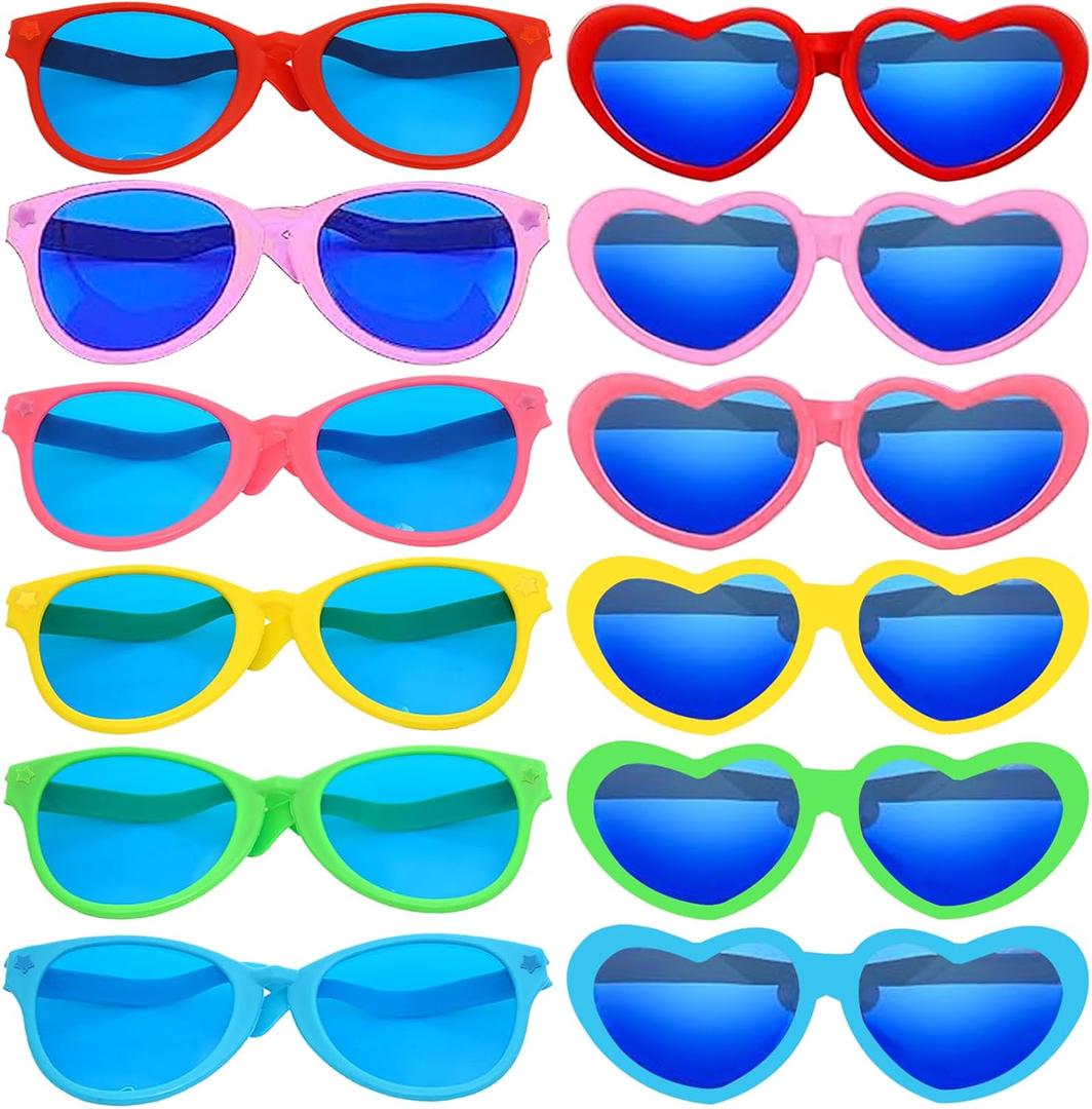 12 Pieces Jumbo Sunglasses Giant Sunglasses Funny Novelty Clown Props Party Eyewear Big Glasses Oversized Eyewear for Festival Costume Cosplay Party Supplies Accessories