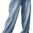 EMMIOL Women Baggy Jeans Trendy Mid-Low Waisted 90s Vintage Denim Pants Baggy Jeans Trouser (Blue, S)