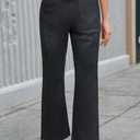 PEIHOT Wide Leg High Waisted Jeans for Women Trendy Stretchy Cropped Straight Leg Flare Jeans Frayed Hem Baggy Denim Pants (Black)