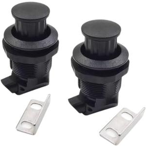 2Pcs Push Button Latch, Push to Close Latches for Perpendicular Door Configurations Latches - Push-to-Close Latches - Knob Stores Flush (Black)