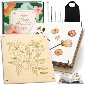 Aboofx Flower Press Kit, Craft Kits 11"x11" 10 Layers Wooden Flower Pressing Kit for Crafts Pressed Flowers and Plant for DIY Art, Preservation for Bookmark Frame Wedding Flower Drying