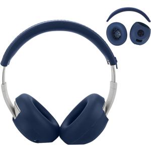 Adhiper Silicone Sweat Ear Covers for Beats Studio Pro Wireless Headphones, Upgraded Studio Pro Headphone Case Covers Accessories with Full Coverage Ear Pads Covers & Zipper Headband Cover - Blue