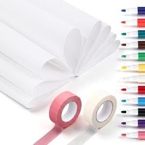 Sureio 18 Pcs Needlepoint Blank Canvas Kit, Include 4 Pure Cotton 18CT Blank Needlepoint Canvas 12x18 Inch, 2 Rolls Tape, 12 Markers for Needle Point Embroidery Knit Crochet Projects for DIY and Gifts