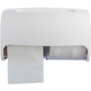 Commercial Toilet Paper Dispenser Wall Mount, Double (2 Roll) Locking Toilet Paper Holder (White), Compact Two Roll, Side by Side Design Tissue Paper Dispenser (Dispensador de Papel Higienico Doble)