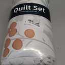 Yogeneg King Quilt Bedding Set,White Orange Botanical Pattern Beige King/Cal King Quilt Set,3 Piece Lightweight Soft Summer Bedspread Coverlet with 2 PIillow Shams,All Season(Beige,110"x96")