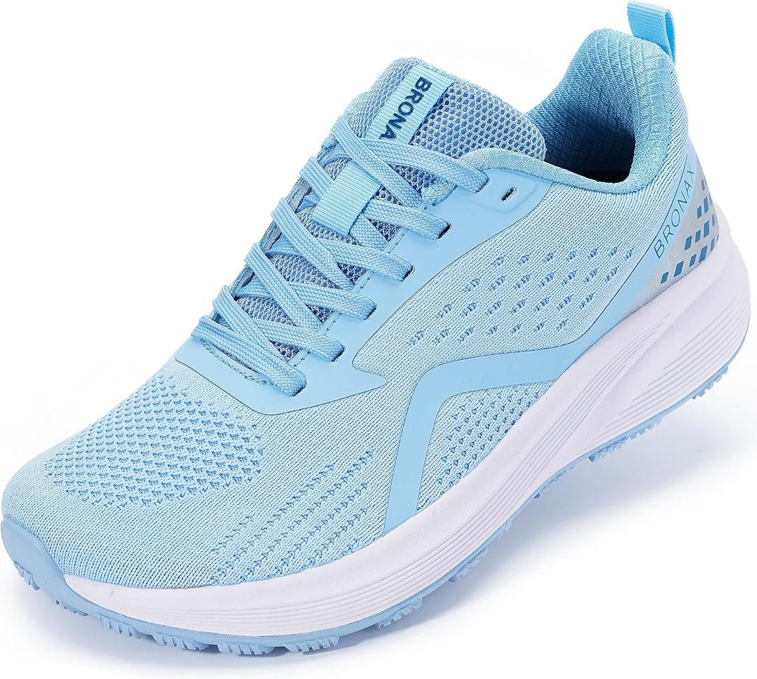 BRONAX Women's Wide Toe Box Road Running Shoes | Wide Athletic Tennis Sneakers with Rubber Outsole (Blue) 7 Wide