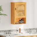 VIAGDO Bathroom Wall Cabinet, Wooden Medicine Cabinet with Single Door and Adjustable Inner Shelf, Bamboo Storage Cabinet Wall Mounted, Over The Toilet Hanging Cupboard, 15.7Lx7.8Wx23.6H, 15.7 x 7.8 x 23.6 cm