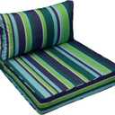 AAAAAcessories Outdoor Seat Cushions for Chairs, Fade-Resistant, Waterproof Patio Furniture Replacement Cushions, 25.5" x 25.5" x 5" + 25.5" x 13.5", Stormy Teal Coastal Stripe