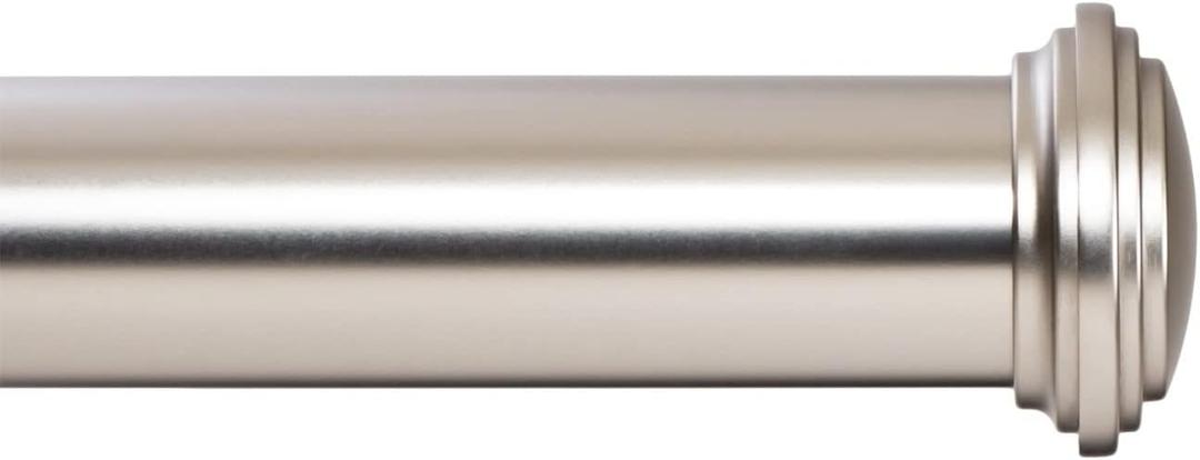Ivilon Window Curtain Rod Decorative End Cap Design, 1 Inch Rod, 72 to 144 Inch. Satin Nickel