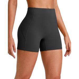 G4Free Barefeel Biker Shorts Women Tummy Control High Waisted No Front Seam Workout Gym Shorts with Pockets 4" 6" 8" (Black, L)