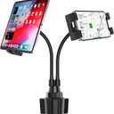 Dual Car Tablet Mount for Cup Holder, Gooseneck Car Cupholder Tablet Holder with Strong Long Arm 10" for 4-12.9" Devices, iPad Pro Air Mini, Galaxy Tabs, Huawei, iPhone, Tablets & Phones