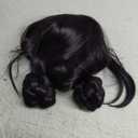 morvally Short Black Purple Wig with 2 Buns for Women Anime Cosplay Synthetic Hair Wigs for Halloween Costume Party (Black Purple, Adults)