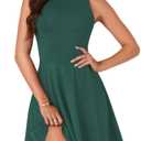 LYANER Women's Tank A Line Mini Dress Sleeveless Flared Swing Cocktail Party Mini Short Dress Dark Green# XX-Large